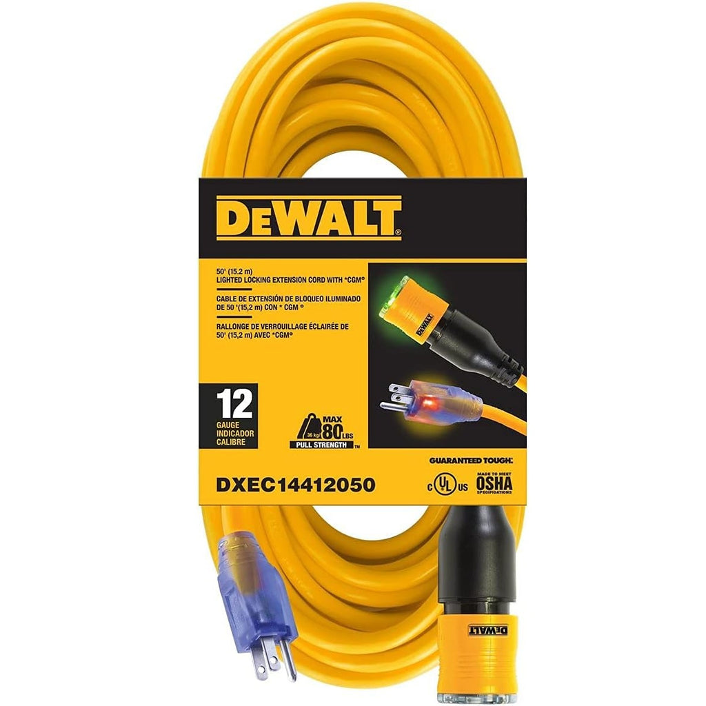 50 ft 12/3 Lighted Locking CGM Extension Cord
